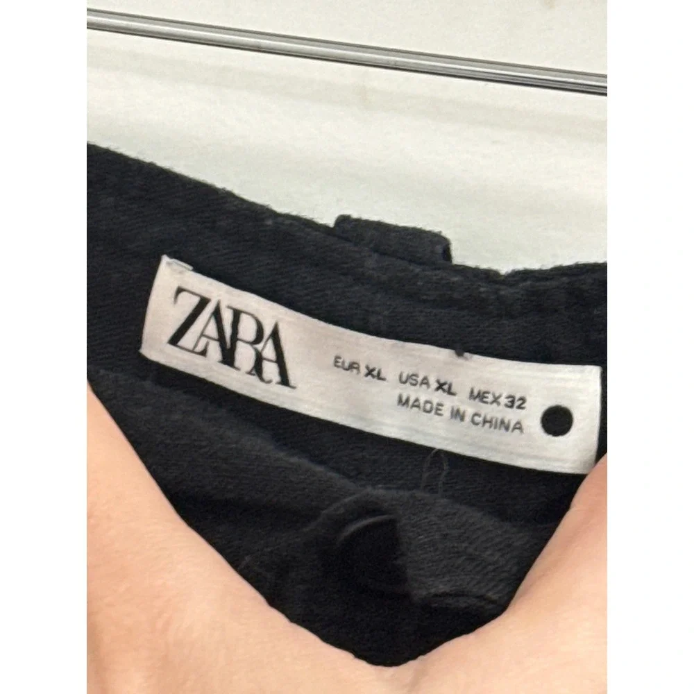 Zara Womens XL Black Embroidered Wide Leg Culotte Pants Geometric Boho Cropped - Picture 2 of 3